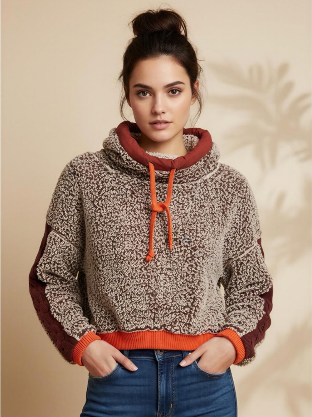 Free People Wild Heart Sherpa Cropped Pullover
